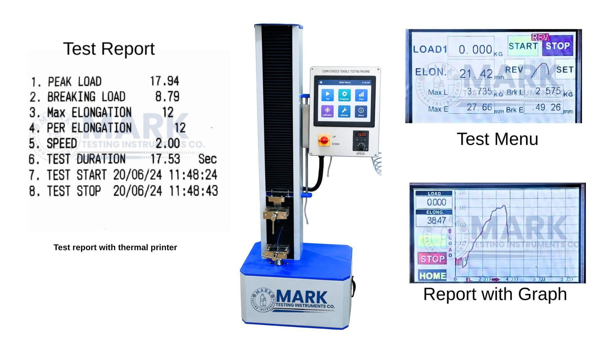 Tensile Testing Machine with HMI Touchscreen & Inbuilt Thermal Printer