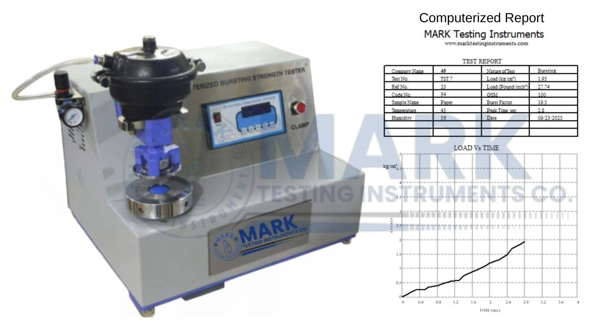 Bursting Strength Tester Pneumatic Clamping Computerized Model