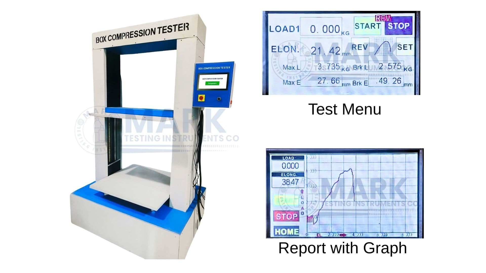 Box Compression Tester – HMI (Touchscreen) with Printer